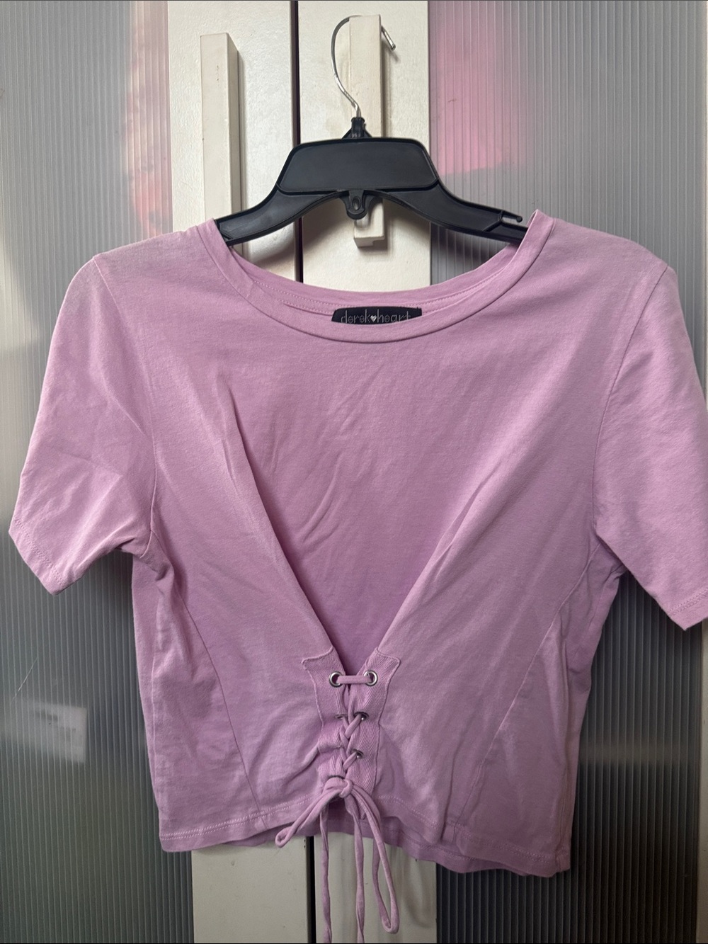 Derek Heart Lavender Lace-Up Crop Top